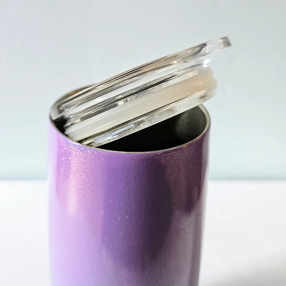 NWOT Mermaid Glittery Purple & Teal Ombré Insulated Hot or Cold Drink Travel Cup - Picture 3 of 5